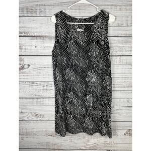 North Shore White Black Geometric Sleeveless Top XL Neutral Coastal Resort Beach